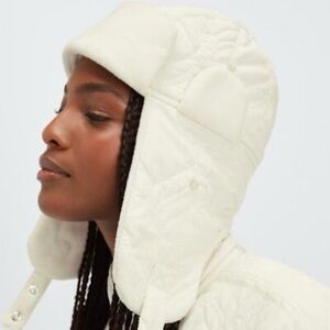 {Fabletics} Women's Quilted Aviator Hat in Egret White
